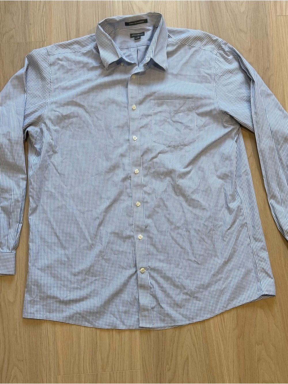Eddie Bauer Blue Micro-Check Men's Dress Shirt
